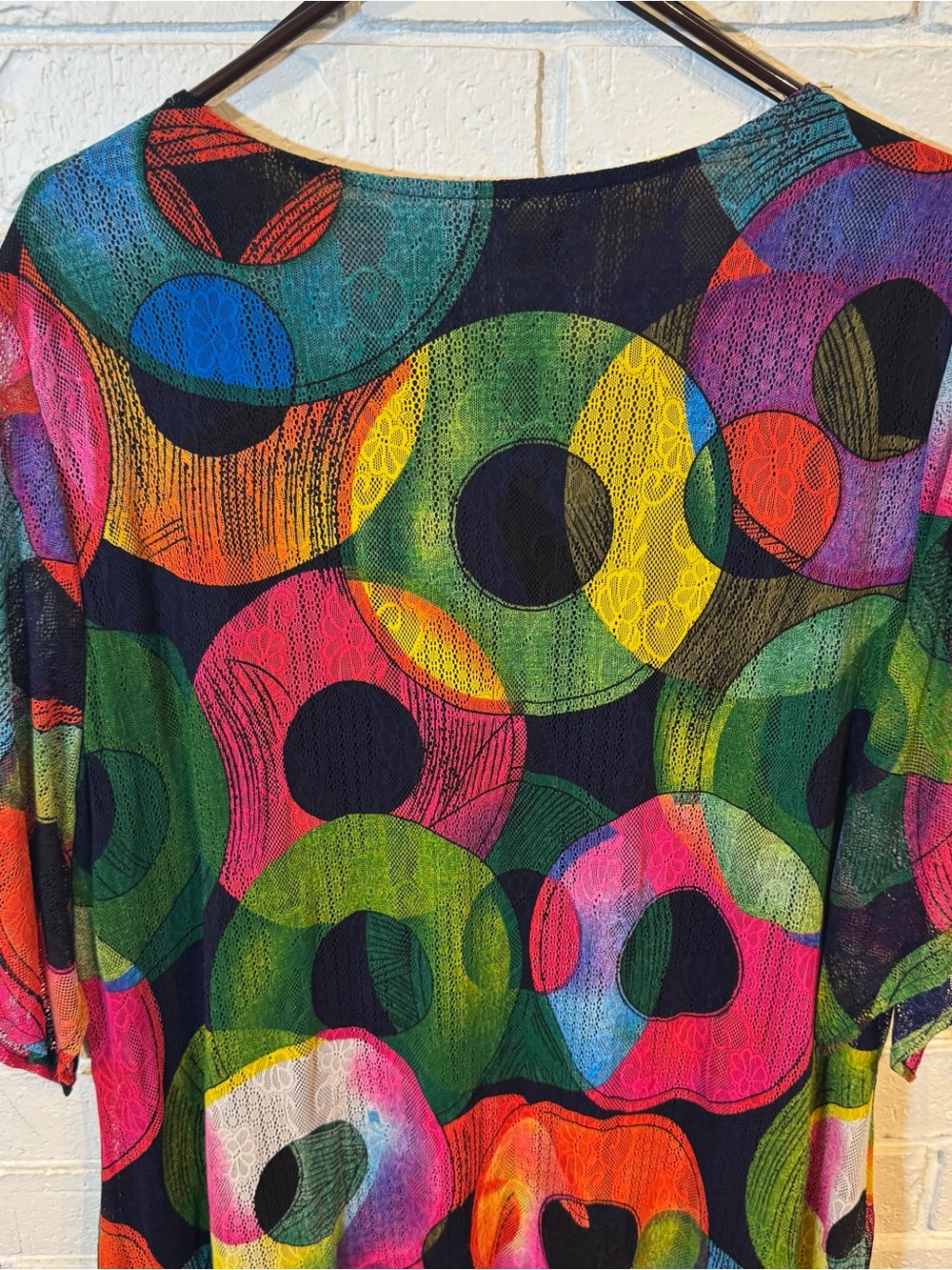 Calessa Bold Colorful Midi Dress V Neck Ruffle Hem Women Plus Size 3X - Picture 10 of 11